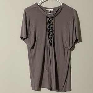 EXPRESS One Eleven Taupe Lace up Shirt - Size Large